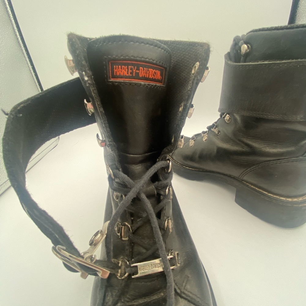 Harley-Davidson Black Leather Boots with Silver Accents women’s size 7 - Picture 7 of 8